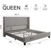 Queen Size Upholstered Platform Bed Frame, Wingback Beds with 50.8" Headboard, Corduroy, Queen Bed Frame 2