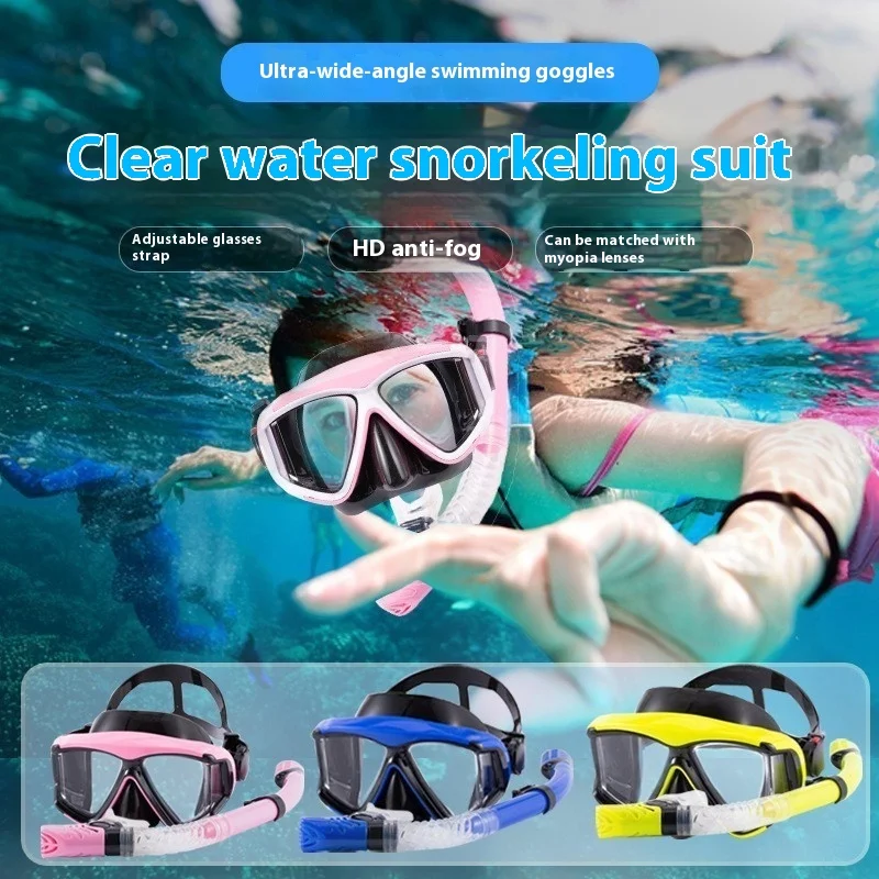 Snorkeling Suit Can Be Fitted With Myopia Lenses Anti-Fog Goggles Full Dry Snorkel Professional Diving Equipment