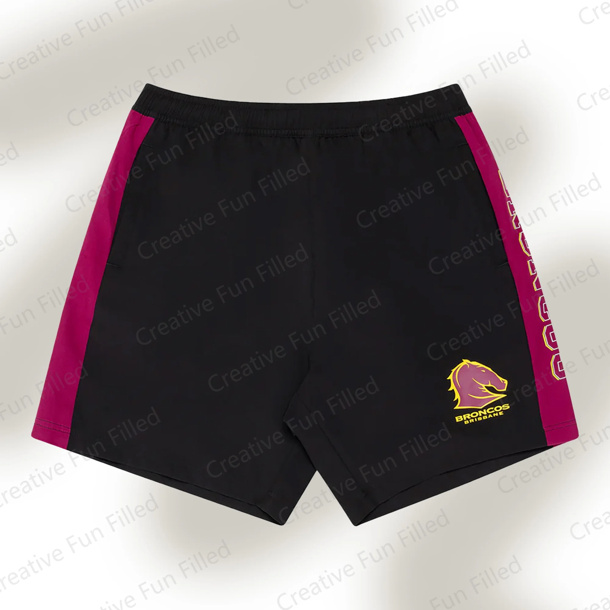 2024 New Arrival Summer NRL Brisbane Broncos Training Shorts For Oversized Cartoon Tops Kids/Adults Athletic Shorts Jersey 3