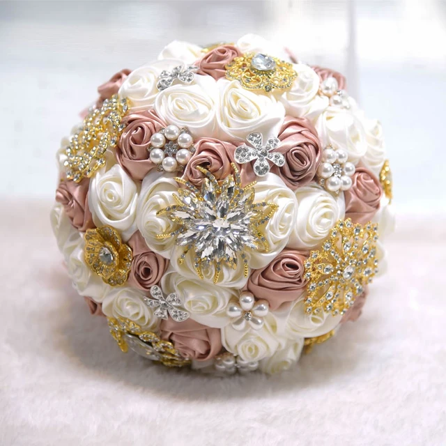 Bridal Bouquet Artificial Flowers Wedding  Wedding Bouquet Rose Gold  Wedding - Artificial Flowers - Aliexpress