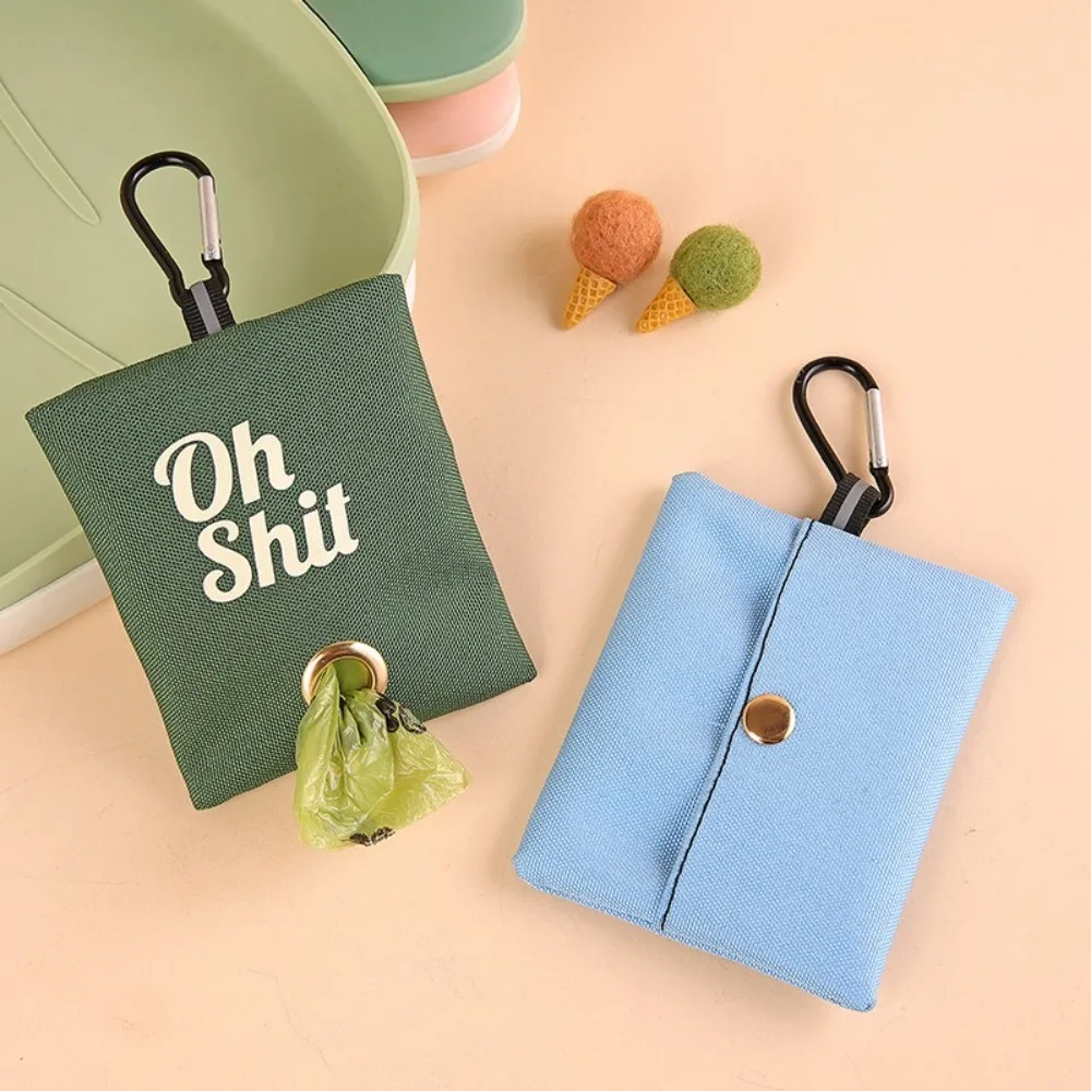 New Dog Poop Garbage Bags Organizer with Buckle Canvas Poop Bag Dispenser Portable Pets Supplies Pick Up Organizer for Outdoor