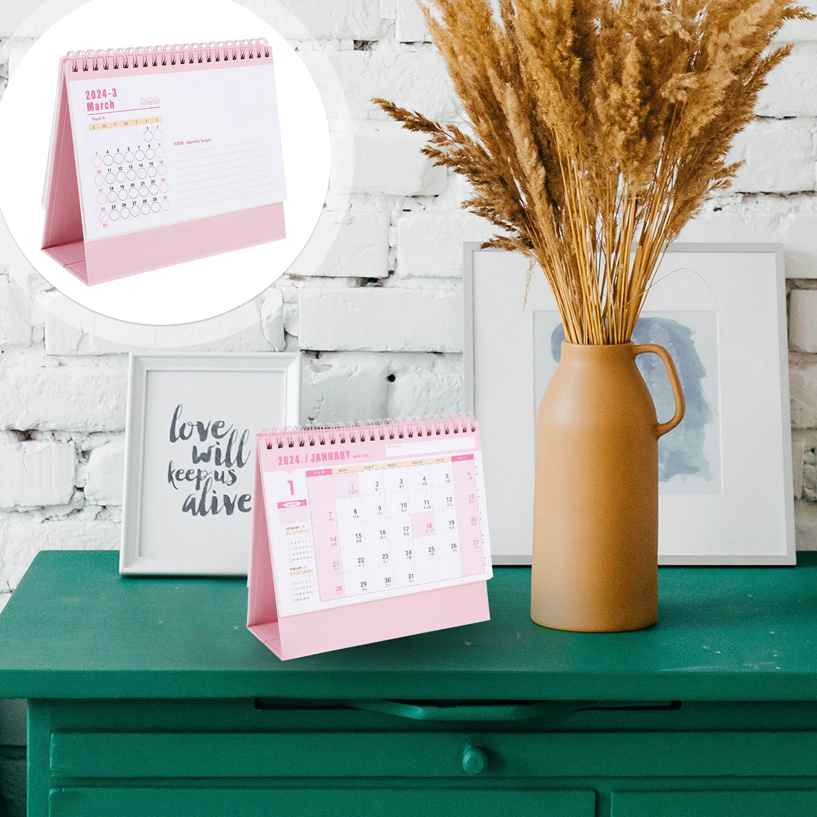 

Household Calendar Daily Use Standing Calendar Decorative Monthly Calendar Home Supply