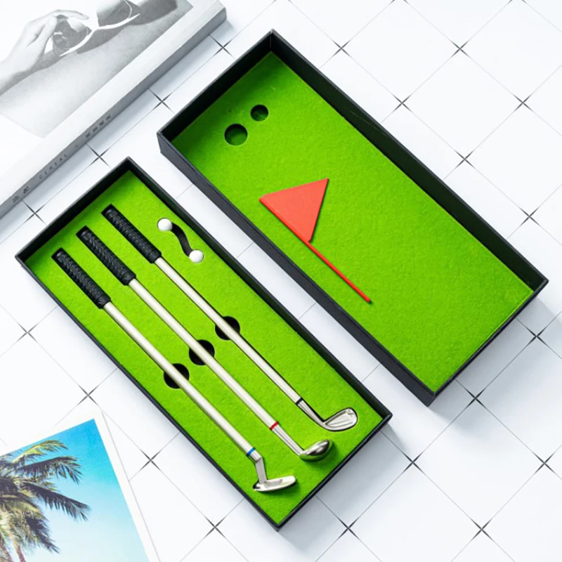 

Luxury Golf Gift Ballpoint Pens Set Desktop Mini Golf Green Metal Pen Personalized Custom Logo Name Teacher Gift School Supplies