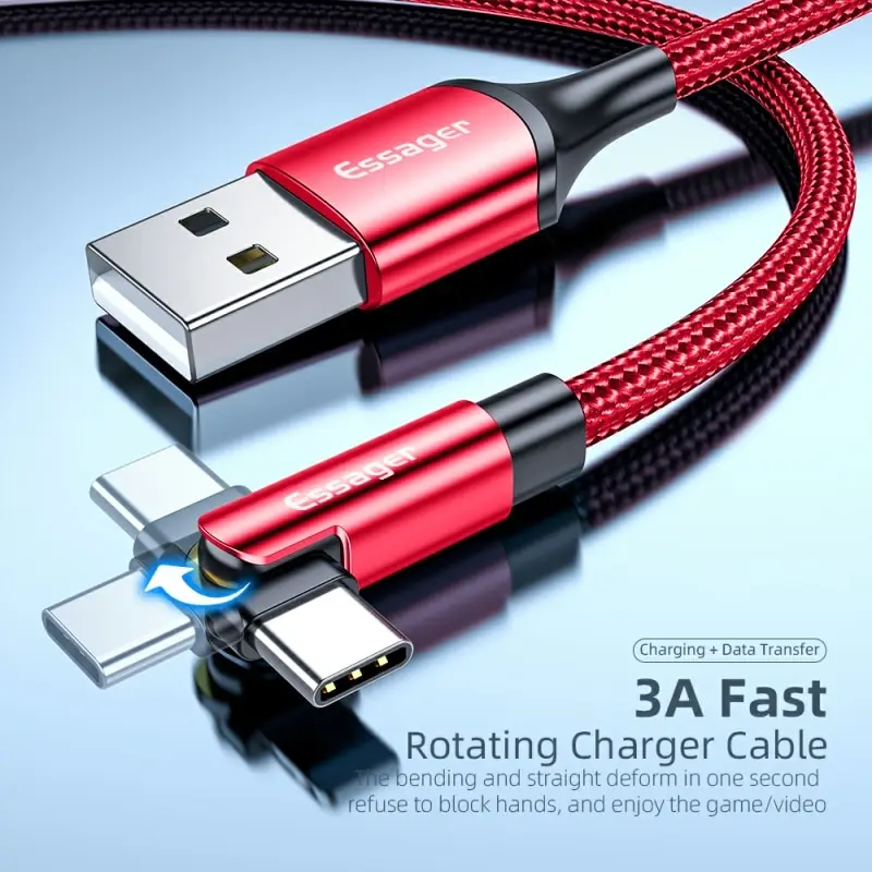 410139-dea5d9.jpg Essager 3A Fast Charging Cable Micro USB Type C Data Charger For iPhone Xiaomi Mobile Phone 3A Fast Charging Cable Micro USB Type C Data Charger For iPhone Xiaomi Mobile Phone 540 Rotate Wire Cord Mallzona