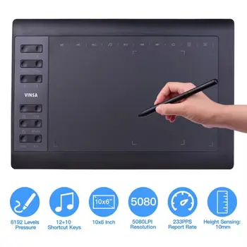 Digital Tablets 10x6 Inch Professional Graphics Drawing Computer Peripherals for Windows Mac Painting Designing Online Course