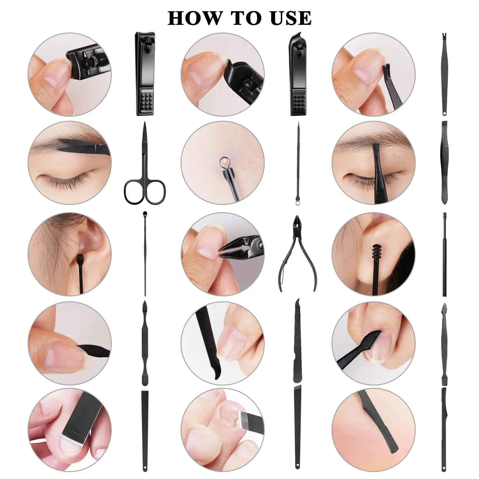 4/16 pcs Manicure Set Pedicure Sets Nail Clippers High-quality Steel Professional Nail Cutters Tools with Travel Case Kit Home C 6