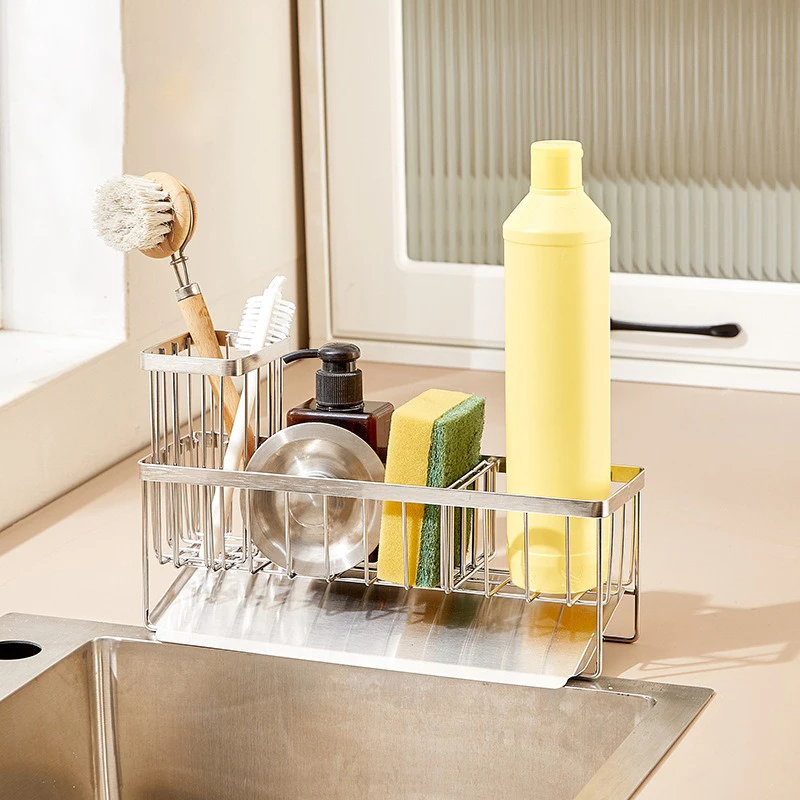 Sink Caddy Sponge Holder Sink Basket Brush Holder Dish Cloth Hanger Soap Rack Sink Stopper Holder Sponge for Kitchen 6