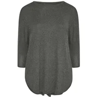 Plus Size Spring Autumn Elegant Hi Low Tunic 3/4 Batwing Sleeve Long Loose Blouse Dark Grey Pleat Back Large Size Casual Top 6XL - Image 5