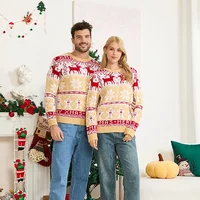 2025 Winter Cartoon Print Mom Dad Kids Matching Outfits Christmas Sweater Full Sleeve Soft Knitwear Cute Jumper Xmas Family Look 3