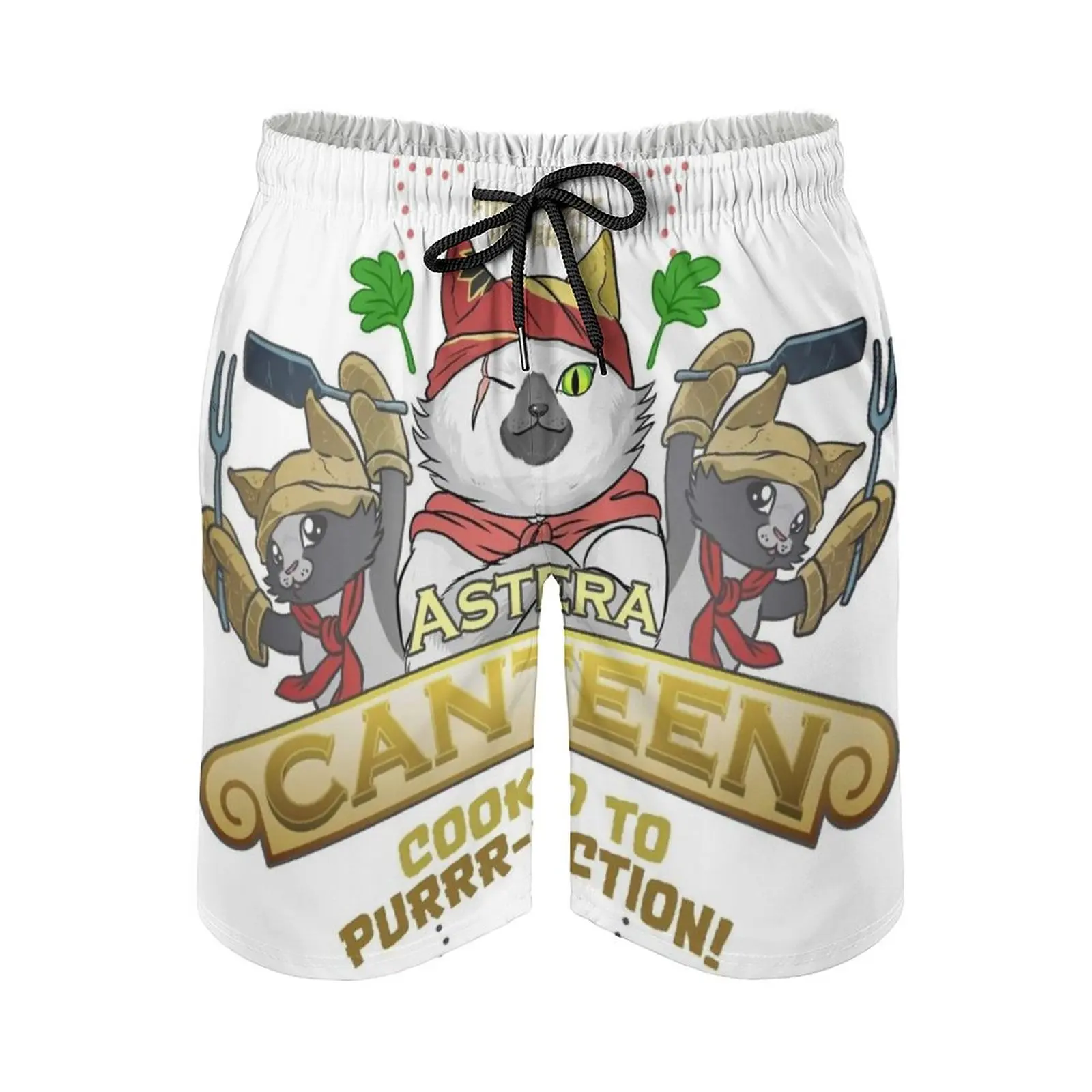 Monster Hunter Palico Cat Meowscular Chef Quick Dry Summer Mens Beach Board Shorts Slip For Man Gym Pants Shorts Monster