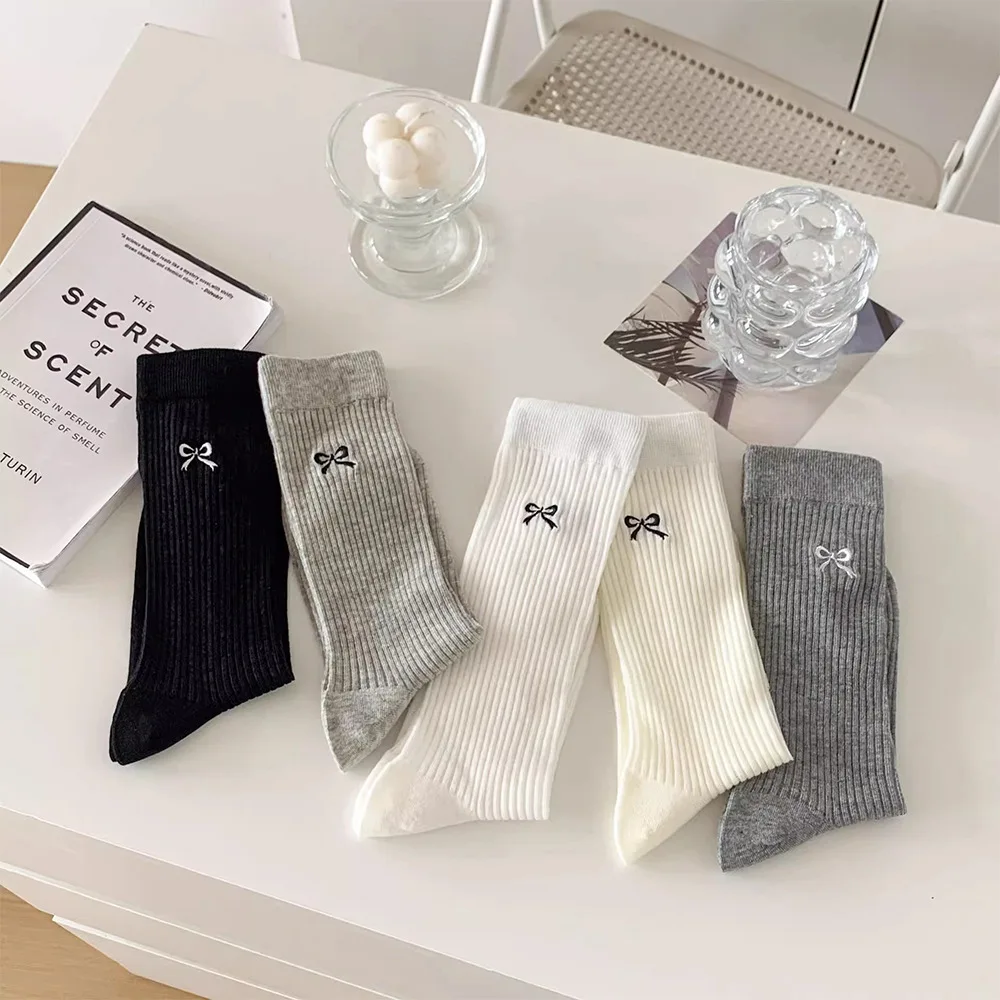 Damen-Socken mit Schleife, mittellange Socken, Sommer, dünnes Netzgewebe, koreanische Version, lange Socken, Stapelsocken für Mädchen, atmungsaktive Ballettsocken – Detail 7