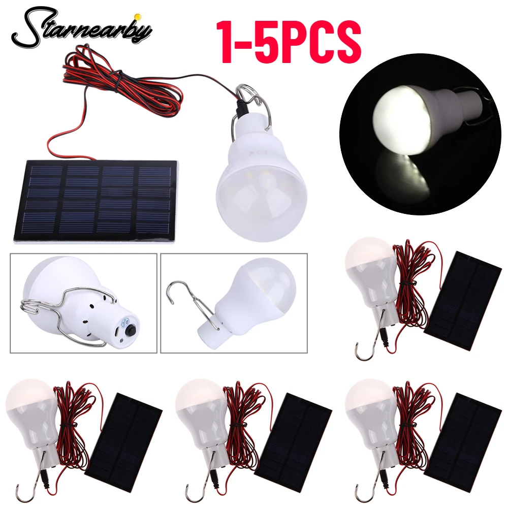 2pcs Portable Solar Powered LED Bulb Lights, Outdoor Solar Energy Lamp  Lighting for Home Fishing Camping Tent Emergency, Rechargeable Light 