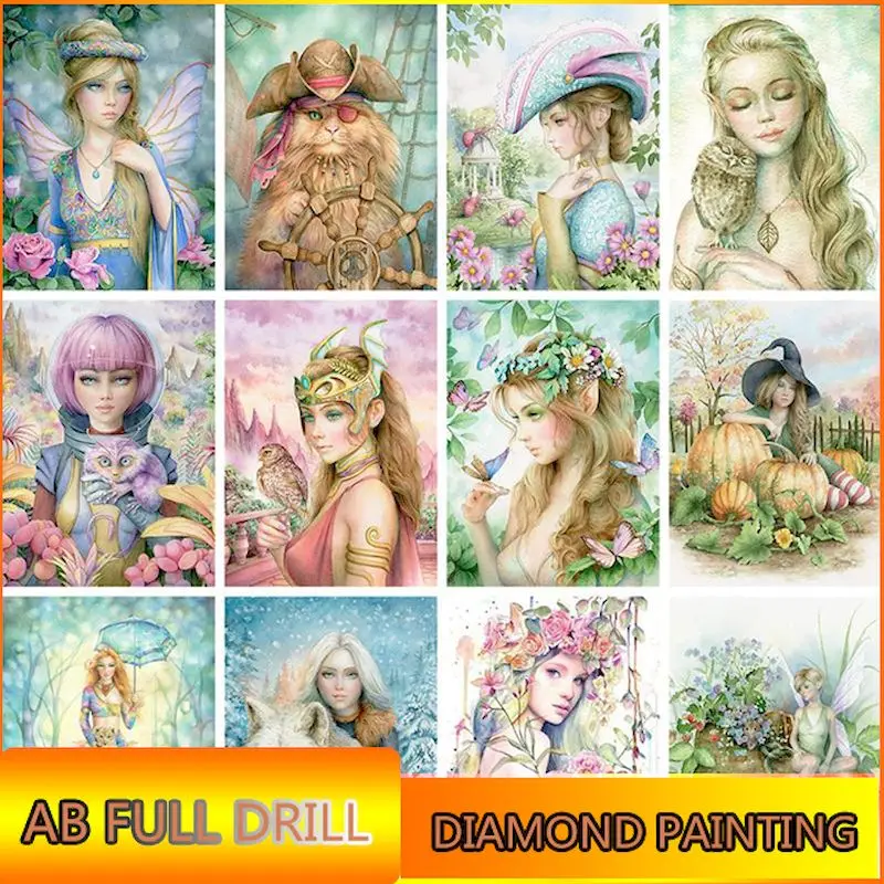 

CHENISTORY AB Full Square Round Diamond Painting For Adults Children Kit Plant Girl Embroidery Mosaic Woman Portrait Home Decor