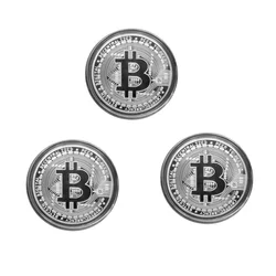 Gold Plated Bitcoin Commemorative Collectible Coin - Unique Art Gift (3PCS Silver)