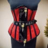 Women Corset Vest With Locks Bustier Gothic Underbust Lace Up Back Steel Boned Tops Waist Slimmer Stage Costume Patent Leather 1