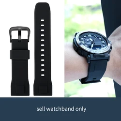 Silicone Rubber Sports Watch Strap with Steel Buckle - 23mm - 23mm (Black silver)