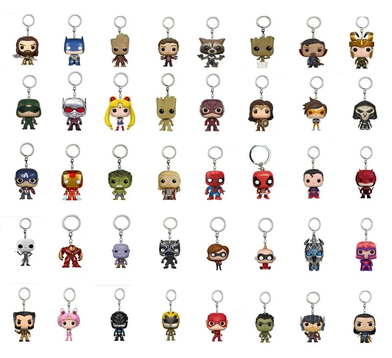 Funko Portachiavi Infinity War Hulk Iron Man Spiderman Thanos Captain America Ant Thor Loki Action Figures Portachiavi Toy