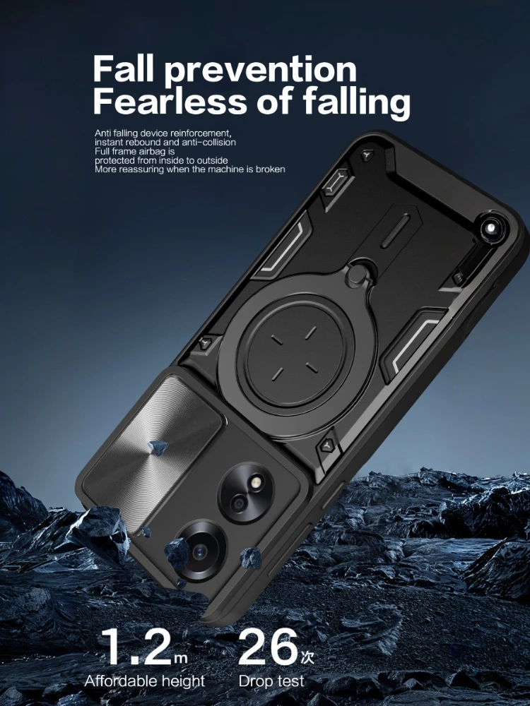 Premium Phone Case with Metal Swivel Stand and Slide Camera Protector