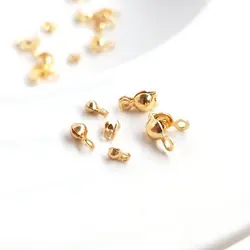 50PCS 3MM 4MM Ball Chain 14K Gold Color Brass Ball Beads Chain Cover Clasps Jewelry Making Supplies Diy Findings