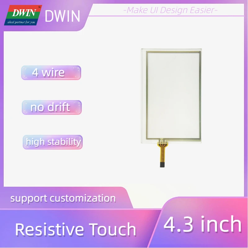 

DWIN 4.3 Inch RTP Four Wire Resistive Touch Screen YF04303