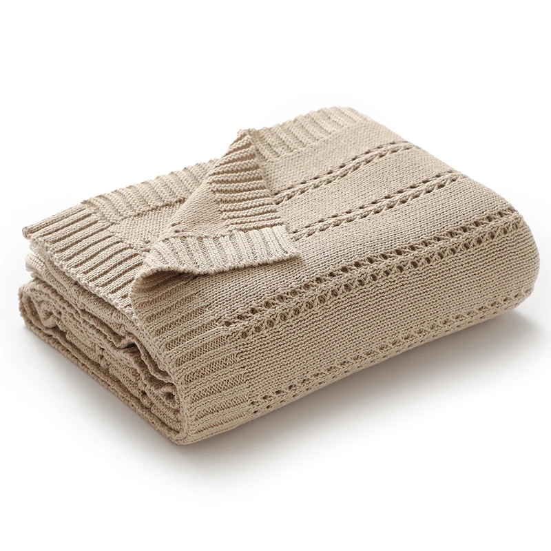 90*70cm Cotton Baby Receiving Blankets for Newborn Girls & Boys Super Soft Dual-Use Crib Nap Stroller Bedding Cradle Quilt Solid 3