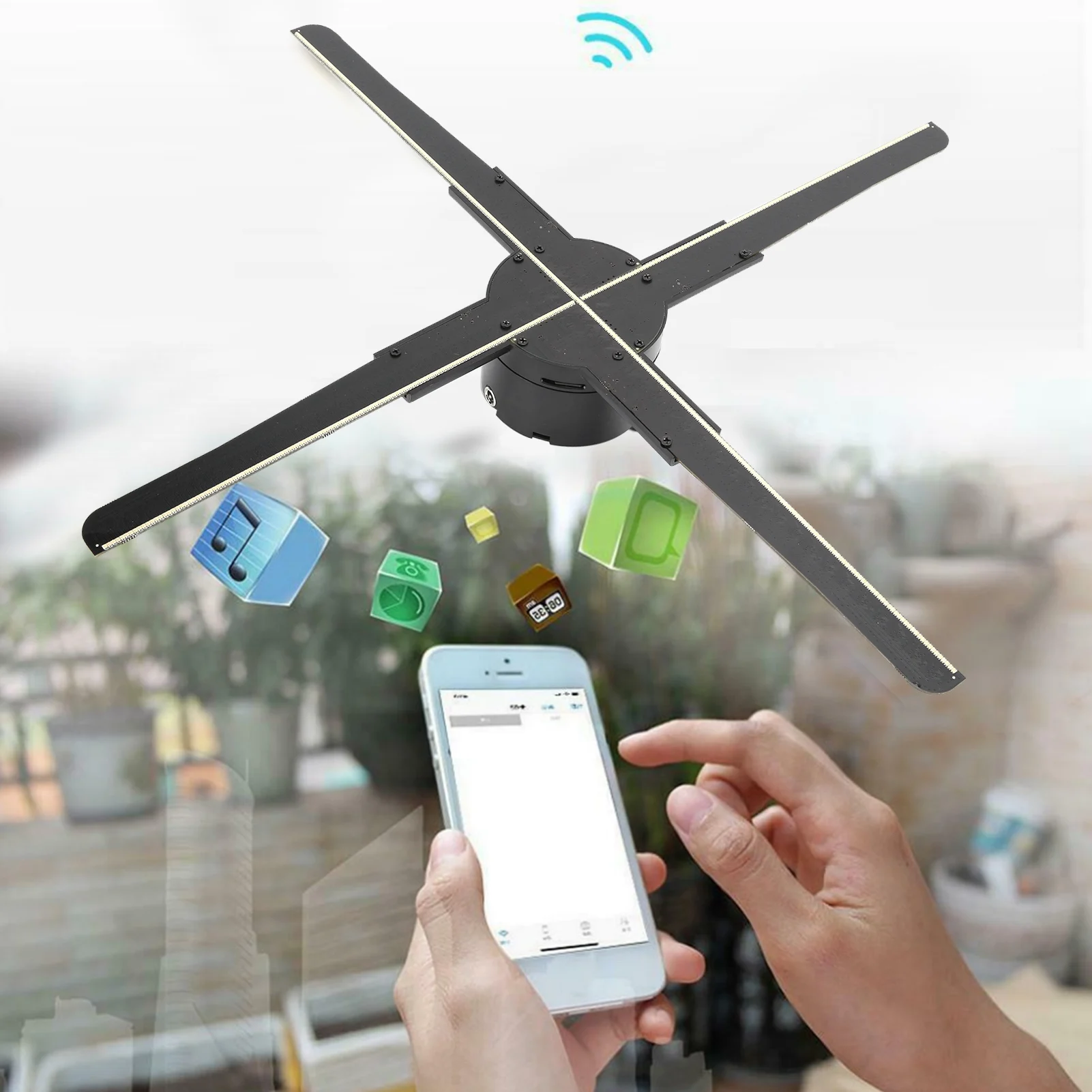 3D Hologram Fan 3D LED WiFi Holographic Projector 45CM Display Fan Hologram Advertising Projection Player