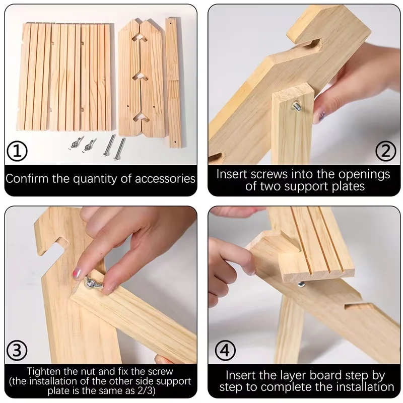 Multi-Tier Wooden Display Riser and Stand Set