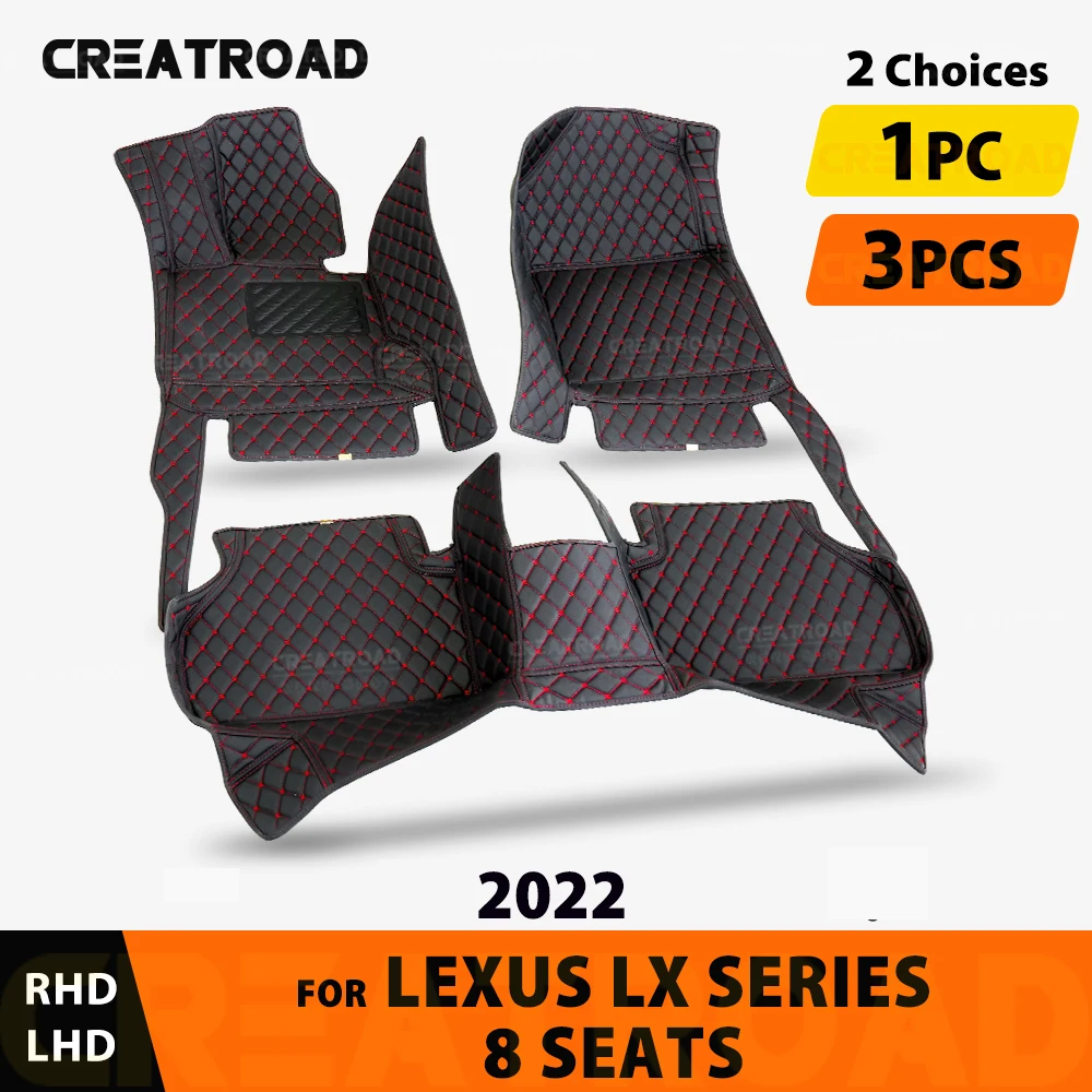 

Custom Car Floor Mats For Lexus LX series 8 Seats 2022 Automobile Carpet Cover Interior Details Accessories Protective Pad Parts