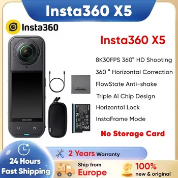 Fotocamera Action Camera Insta360 X5 impermeabile 8K 360 °   Action Cam Lenti8K 30fps 360 °   Video X5 Action Camera Wind Guard 185 minuti di resistenza