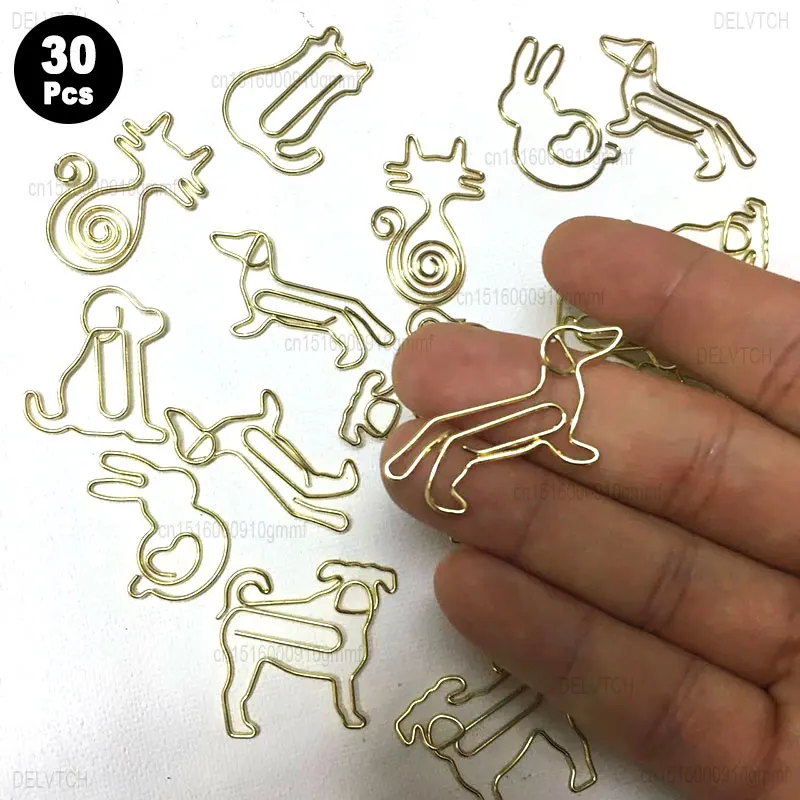 

30Pcs Mini Paper Clips Different Shape Metal Bookmark Paperclips Set Photo Ticket Stationery Orgainzer Accessories Gold Color