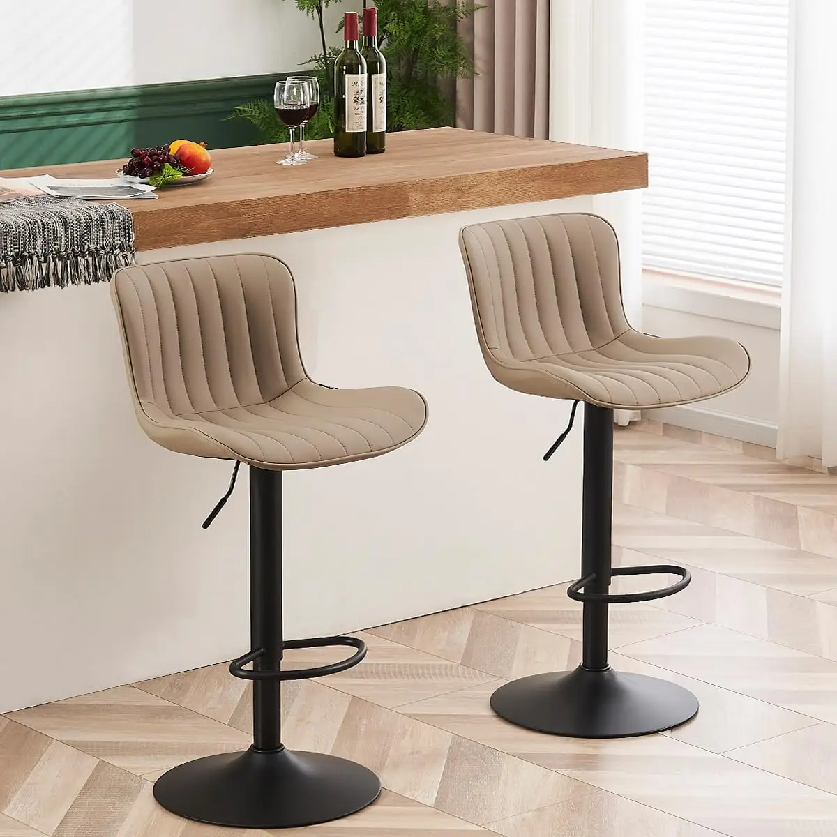 

YOUNUOKE Counter Height Bar Stools Kitchen Island Barstools Set of 2 Adjustable Swivel Counter Stool Bar Height Island Chai