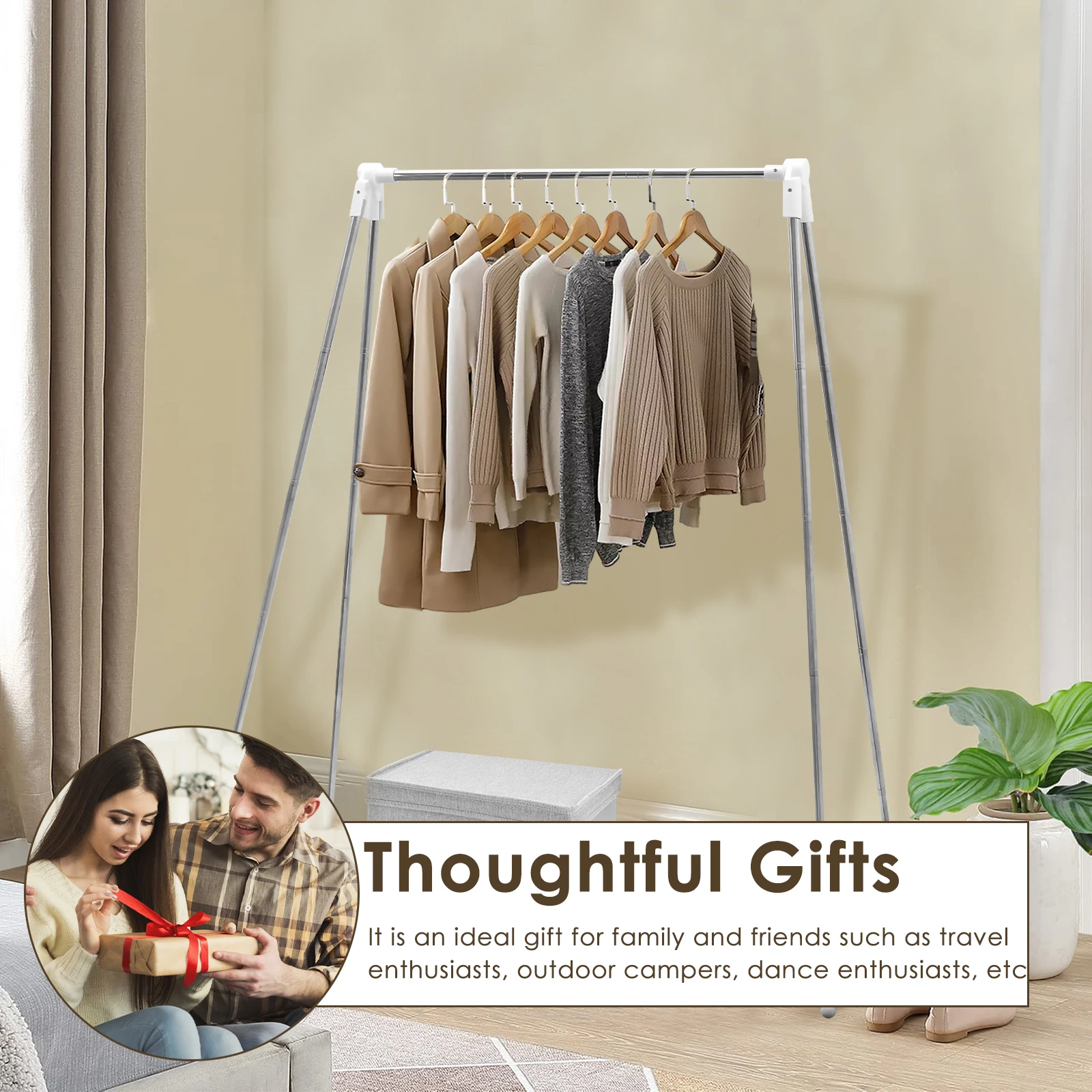 Clothes Drying Rack Collapsible Floor Stand Clothes Hanger Retractable Drying Rack for Home Camping Travel Outdoor Dorm