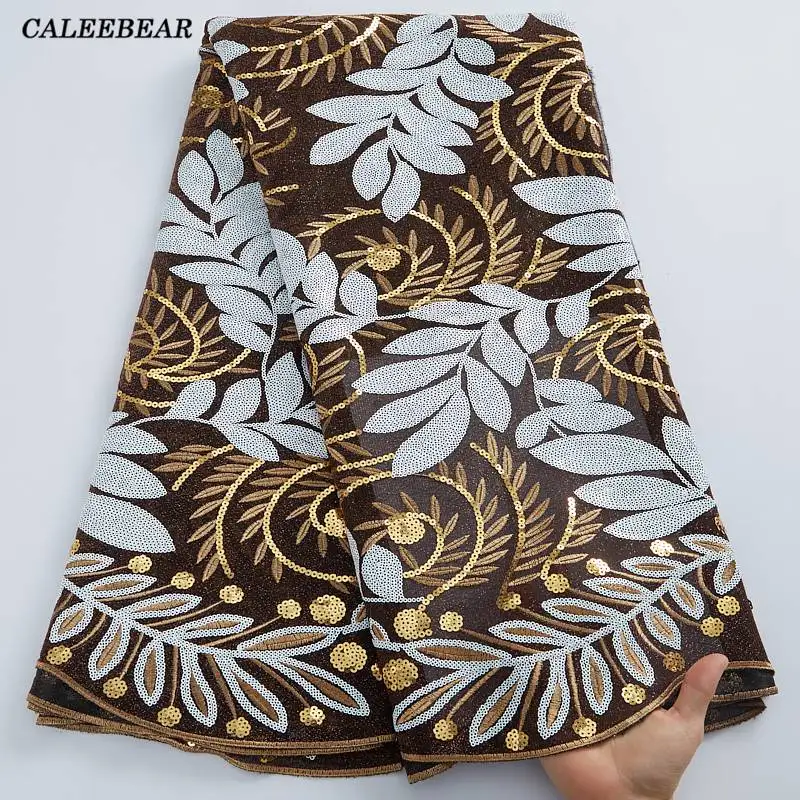 

Latest French Tulle Velvet Lace Fabric High Quality African Nigerian Sequins Velvet Lace Fabric For Women Party Dresses S2827