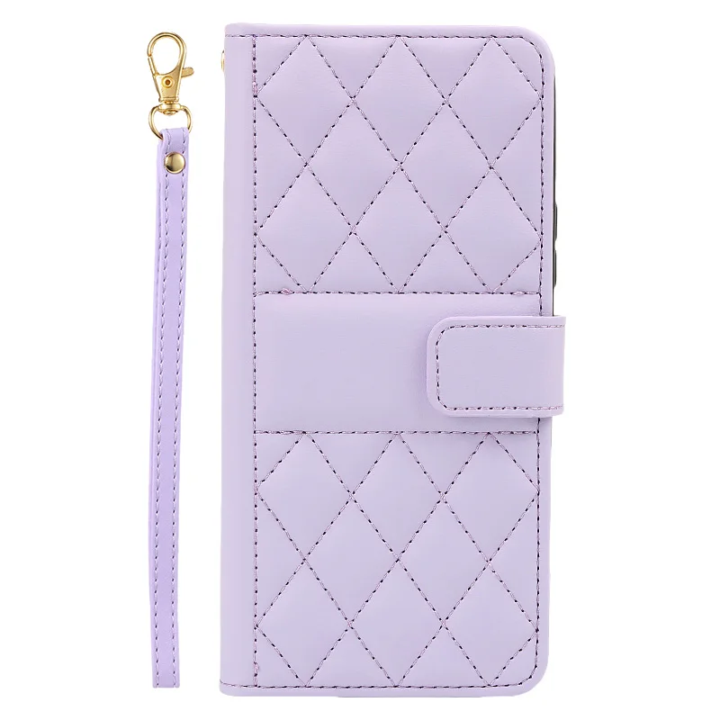 Checkered Wallet Magnetic Flip Card Slot & Photo Frame Leather Case