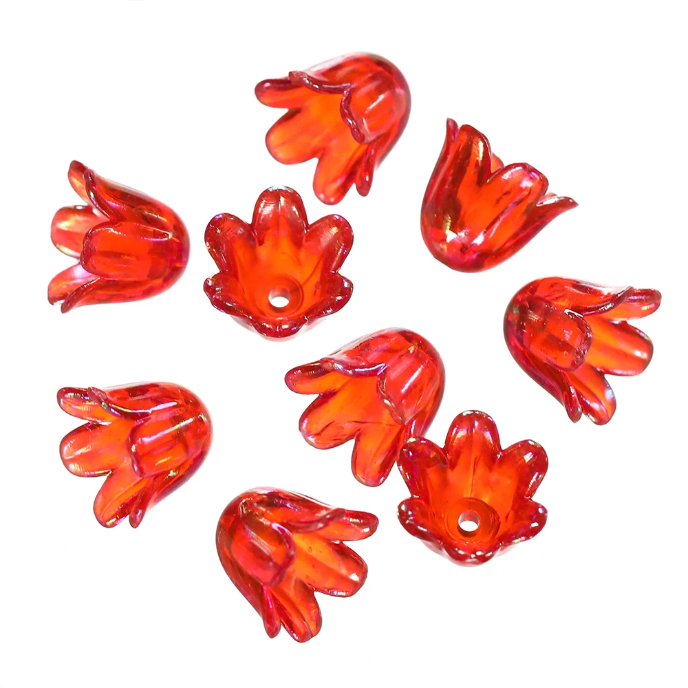 50-100 Stück/Lot AB Bunte Lilienblüten Acryl-Perlenkappen Glockenblumen-Abstandshalterperlen für DIY Armband Halskette Schmuckherstellung – Detail 6