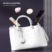 Peigne électrique en céramique avec chauffage Usb, LCD, sans fil, Portable, outil de coiffure à ions négatifs, brosse à lisser Rechargeable 5