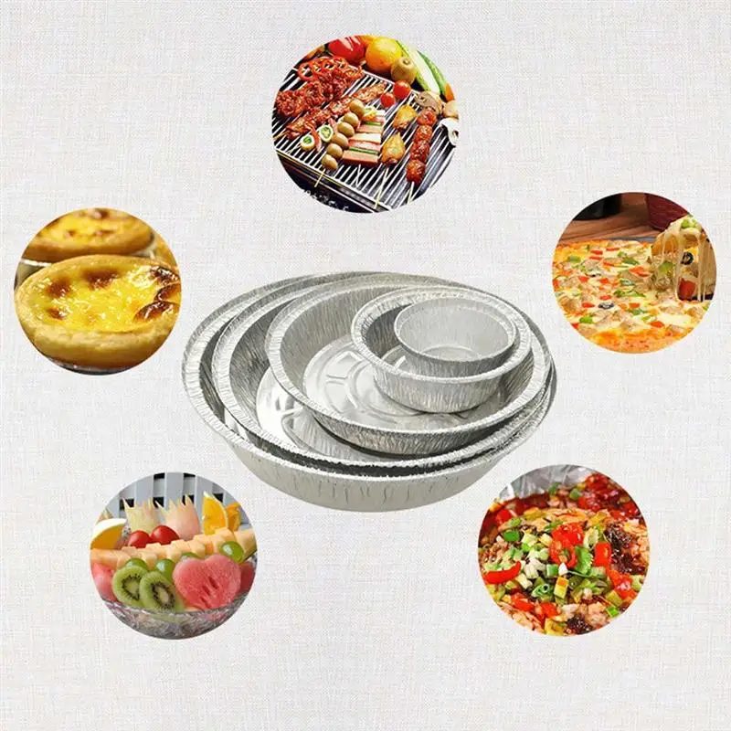 Disposable BBQ Tray Pie Pans 12/50 Pcs 9 Inch for Homemade Cakes Pies Tin Foil Bowls Aluminum Foil Round (Without Lid) 1400ML