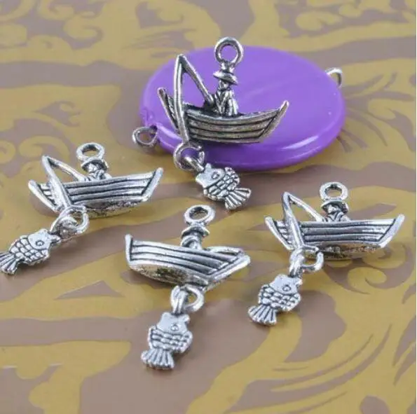 

20pcs Tibetan silver fishman and fish pendant g1714