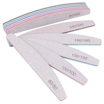 1Pcs Professional Nail File 100/180 Sandpaper Strong Thick Nail Files Sanding Half Moon Lime nail accessories and Tools