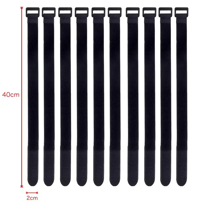 10-Pack Reusable Colored Nylon Hook and Loop Cable Ties