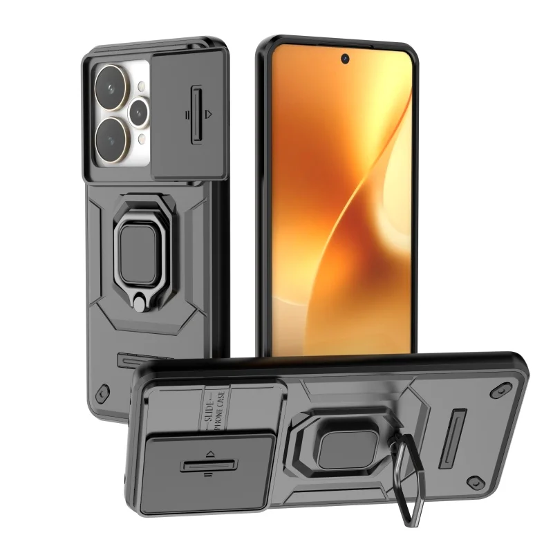 Shockproof Phone Case with Lens Protective Ring Holder - Durable Bumper Cover