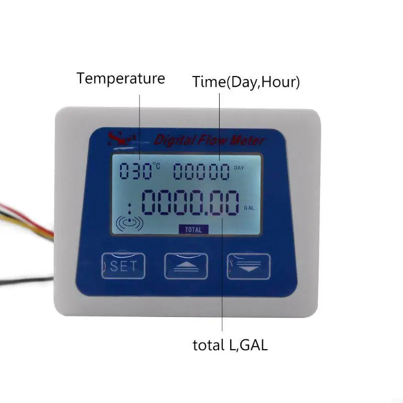 Water Flow Meter Digital LCD display Water flow sensor meter flowmeter totameter Temperature time record With G1/2" flow sensor With backlight