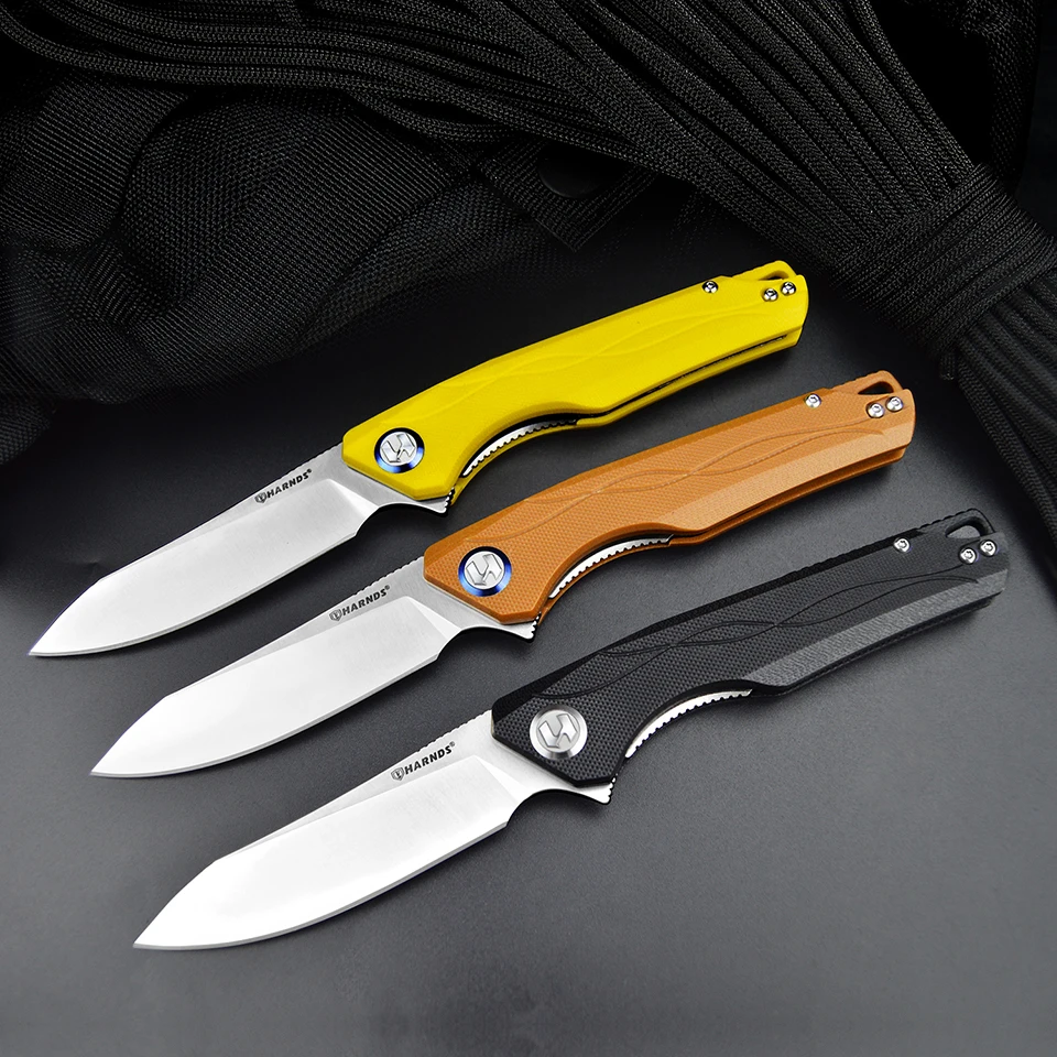 

Harnds Harvest Hunting Folding Knife Sandvik 14C28N Steel Blade Pocket Knife with G10 Handle Camping Knife with Pocket Clip