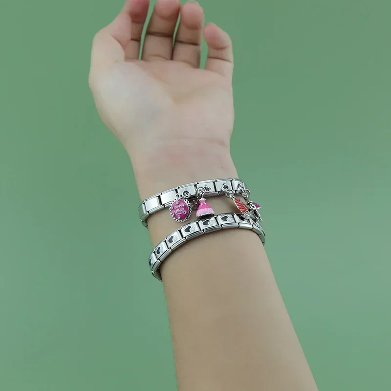 Charm Bracelet Hapiship Fashion Sweet Flower Dog Boy Girls Cake Fish Tree Charm Links Bracelet