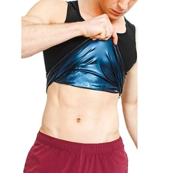 Men's Shaper Wear Polyester Fat Burning Abdomen Fitness Vest Sweat Suit Running Sportswear Corset Sauna Shirt Body Slimming Top