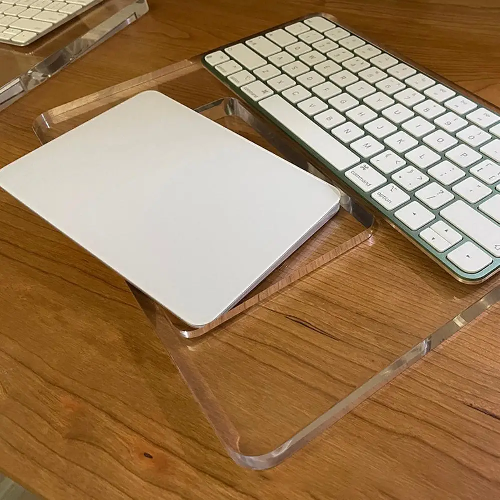 Resto de Pulso Bandeja Acrílica Transparente para Apple Magic Keyboard Trackpad Stand id Support Pad em 1 - Imagem 3