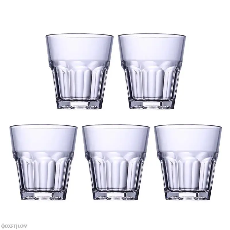 

5Pcs Glasses Cups Cup Whiskey Acrylic Drinking Beer Set Tea Beverage Tumbler Octagon Water Clear Coffee Unbreakable Crystal