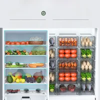 Boîte de rangement pour réfrigérateur empilable, Style tiroir Transparent, conservateur de fraîcheur couvert respirant pour aliments surgelés, matériau PET 2