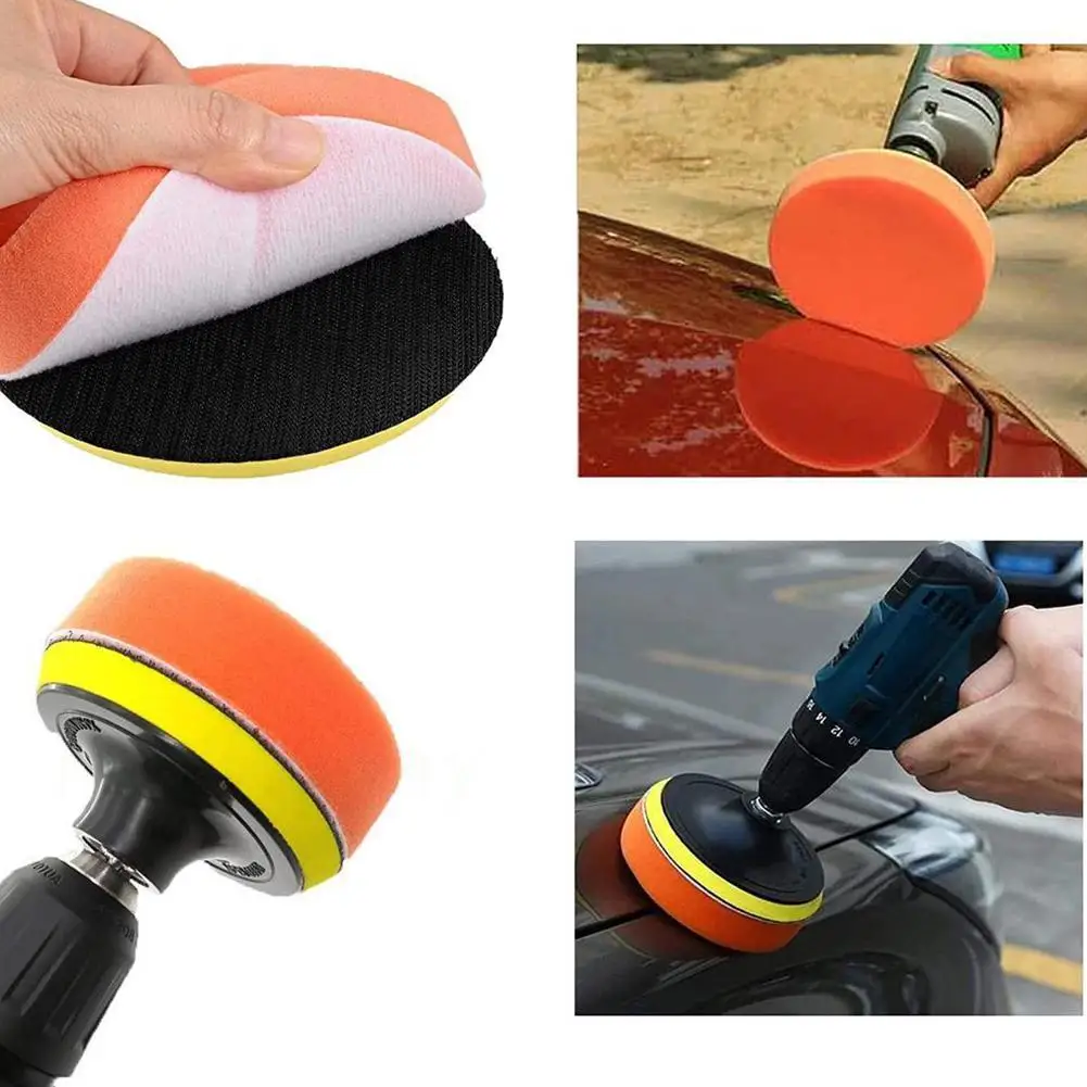 Car Polishing Pad Sponge Wool Polishing Disc Waxing 3"/4" 6PCS Car Styling Disc With Backplate Drill Adapter