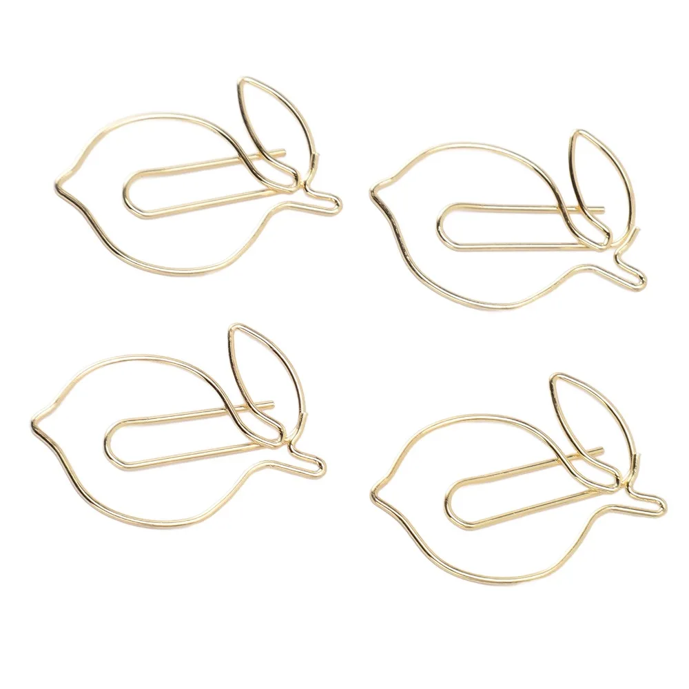 100Pcs 레몬 모양의 종이 클립 전기 도금 철 과일 모양의 종이 클립 투명 보관 상자 다목적
